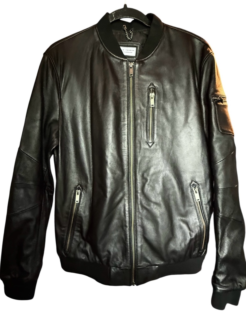 Ron Tomson Classic Black Leather Bomber Jacket NWT $750